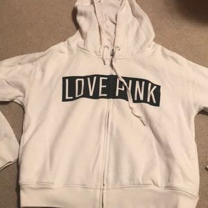 White XS Zip Up Hoodie from PINK